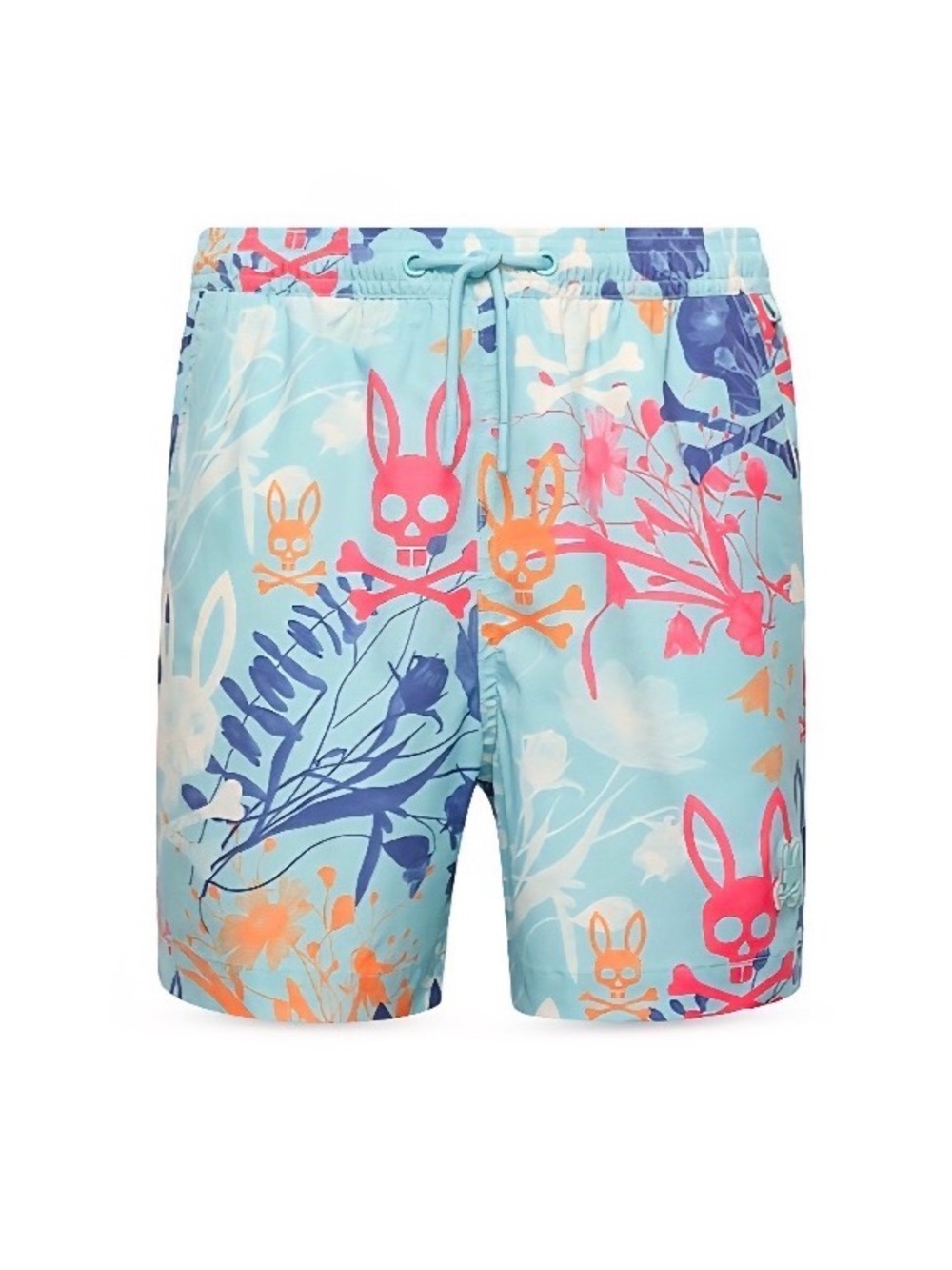 Psycho Bunny Boys Light Blue Floral & Bunny Swim Trunks